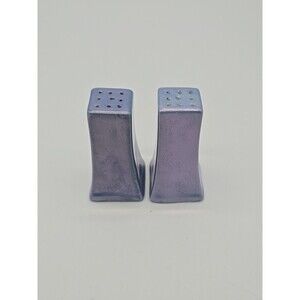 Vintage Square Salt & Pepper Shakers Blue Lusterware Ceramic Made in Japan